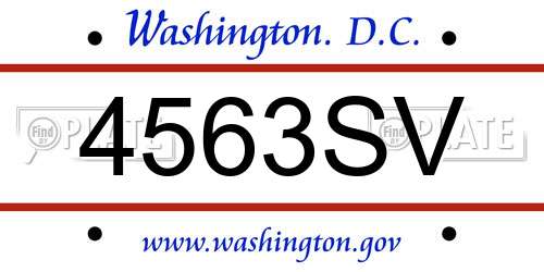 4563SV District Of Columbia License Plate