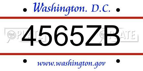 4565ZB District Of Columbia License Plate