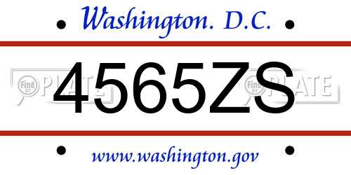 4565ZS District Of Columbia License Plate