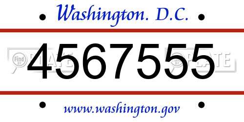 4567555 District Of Columbia License Plate