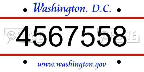 4567558 District Of Columbia License Plate