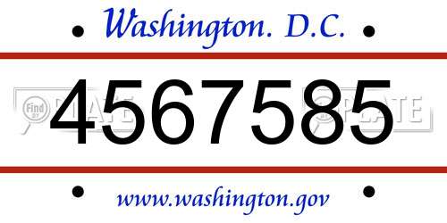 4567585 District Of Columbia License Plate