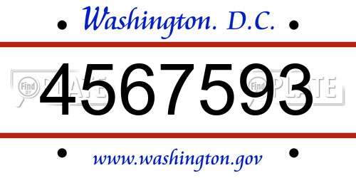 4567593 District Of Columbia License Plate