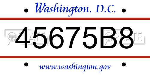 45675B8 District Of Columbia License Plate
