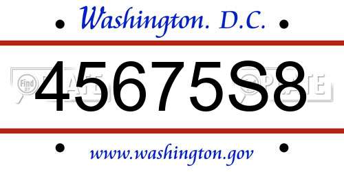 45675S8 District Of Columbia License Plate