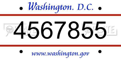 4567855 District Of Columbia License Plate