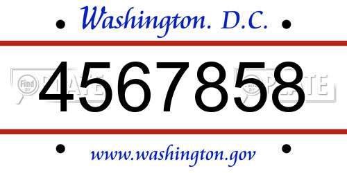4567858 District Of Columbia License Plate