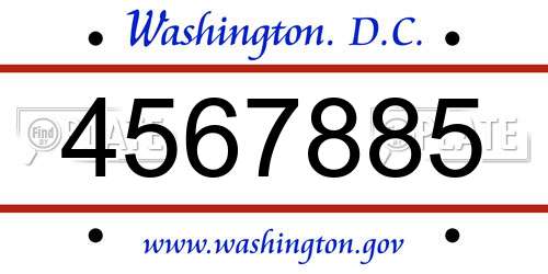 4567885 District Of Columbia License Plate