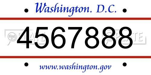 4567888 District Of Columbia License Plate