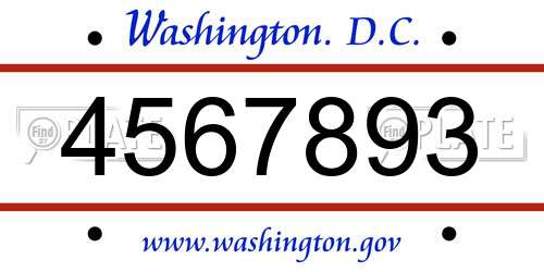 4567893 District Of Columbia License Plate