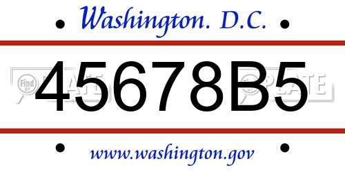 45678B5 District Of Columbia License Plate