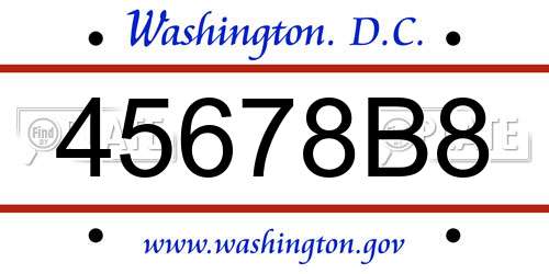 45678B8 District Of Columbia License Plate