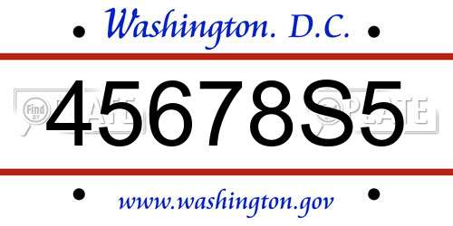 45678S5 District Of Columbia License Plate