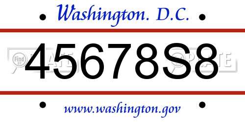 45678S8 District Of Columbia License Plate
