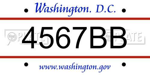 4567BB District Of Columbia License Plate