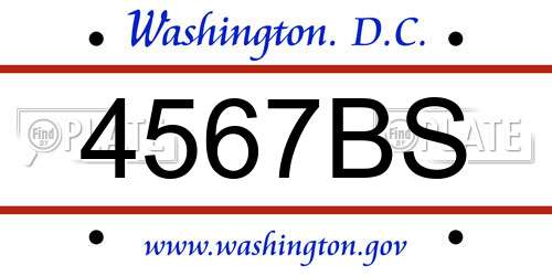 4567BS District Of Columbia License Plate