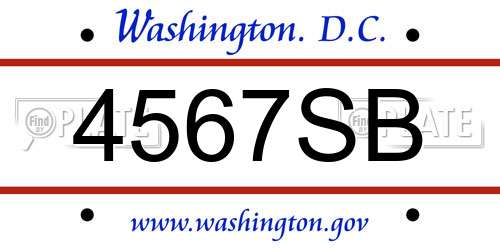 4567SB District Of Columbia License Plate