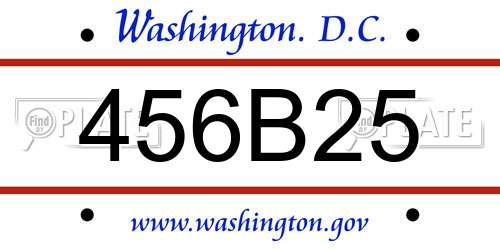 456B25 District Of Columbia License Plate