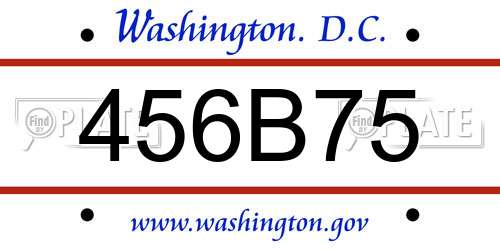 456B75 District Of Columbia License Plate