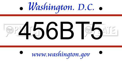 456BT5 District Of Columbia License Plate
