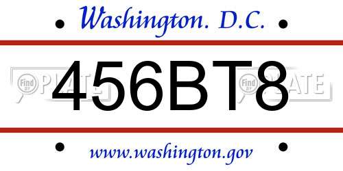 456BT8 District Of Columbia License Plate