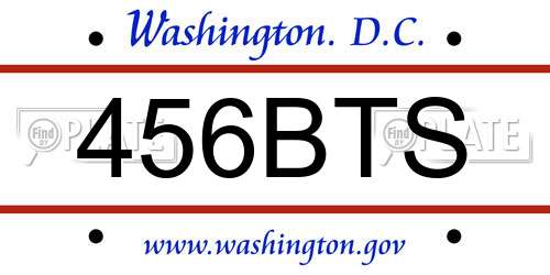 456BTS District Of Columbia License Plate