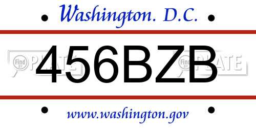 456BZB District Of Columbia License Plate
