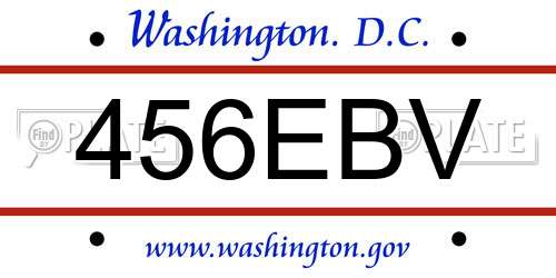 456EBV District Of Columbia License Plate