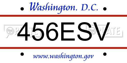 456ESV District Of Columbia License Plate