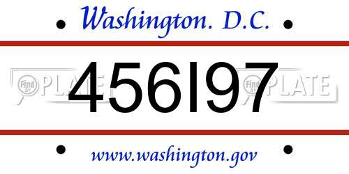 456I97 District Of Columbia License Plate