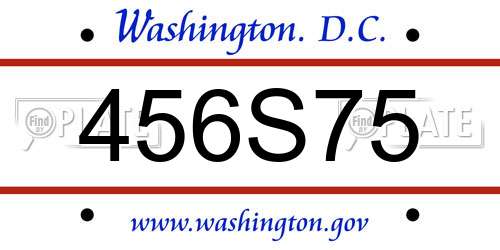 456S75 District Of Columbia License Plate
