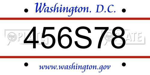456S78 District Of Columbia License Plate