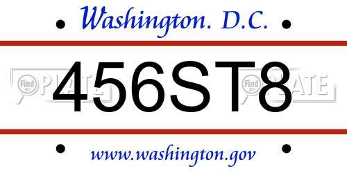456ST8 District Of Columbia License Plate
