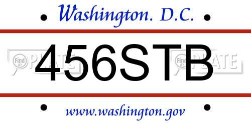 456STB District Of Columbia License Plate