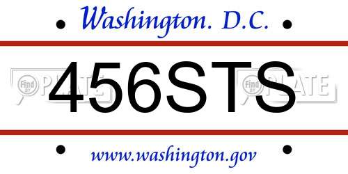 456STS District Of Columbia License Plate