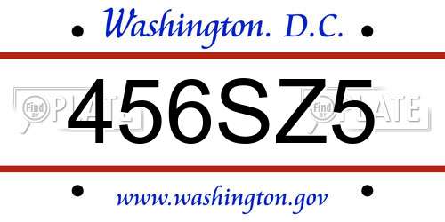 456SZ5 District Of Columbia License Plate