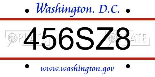 456SZ8 District Of Columbia License Plate
