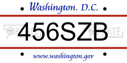 456SZB District Of Columbia License Plate