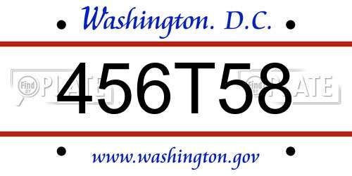 456T58 District Of Columbia License Plate