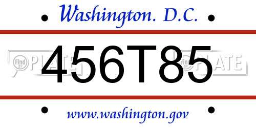 456T85 District Of Columbia License Plate