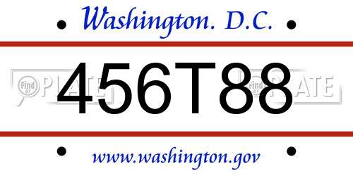 456T88 District Of Columbia License Plate