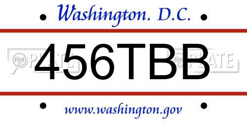 456TBB District Of Columbia License Plate