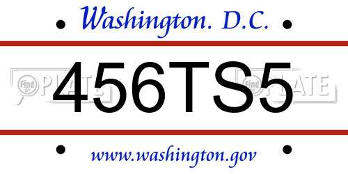456TS5 District Of Columbia License Plate