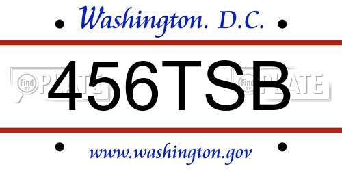 456TSB District Of Columbia License Plate