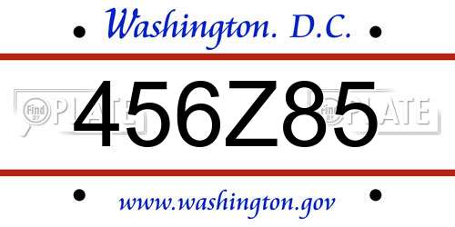 456Z85 District Of Columbia License Plate