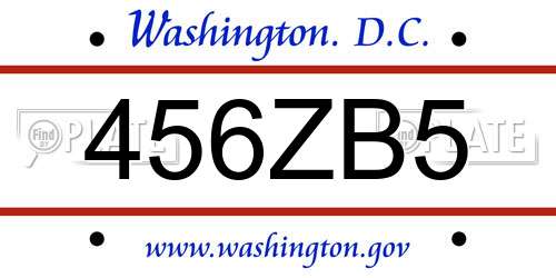 456ZB5 District Of Columbia License Plate