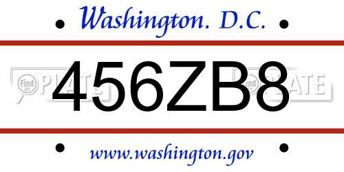 456ZB8 District Of Columbia License Plate