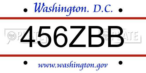 456ZBB District Of Columbia License Plate