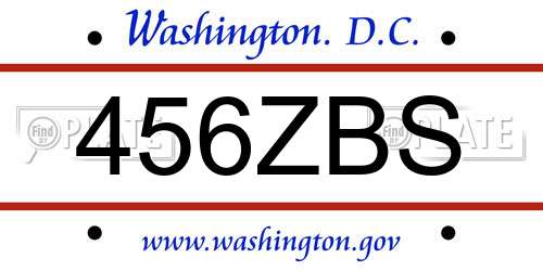 456ZBS District Of Columbia License Plate