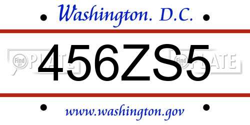 456ZS5 District Of Columbia License Plate